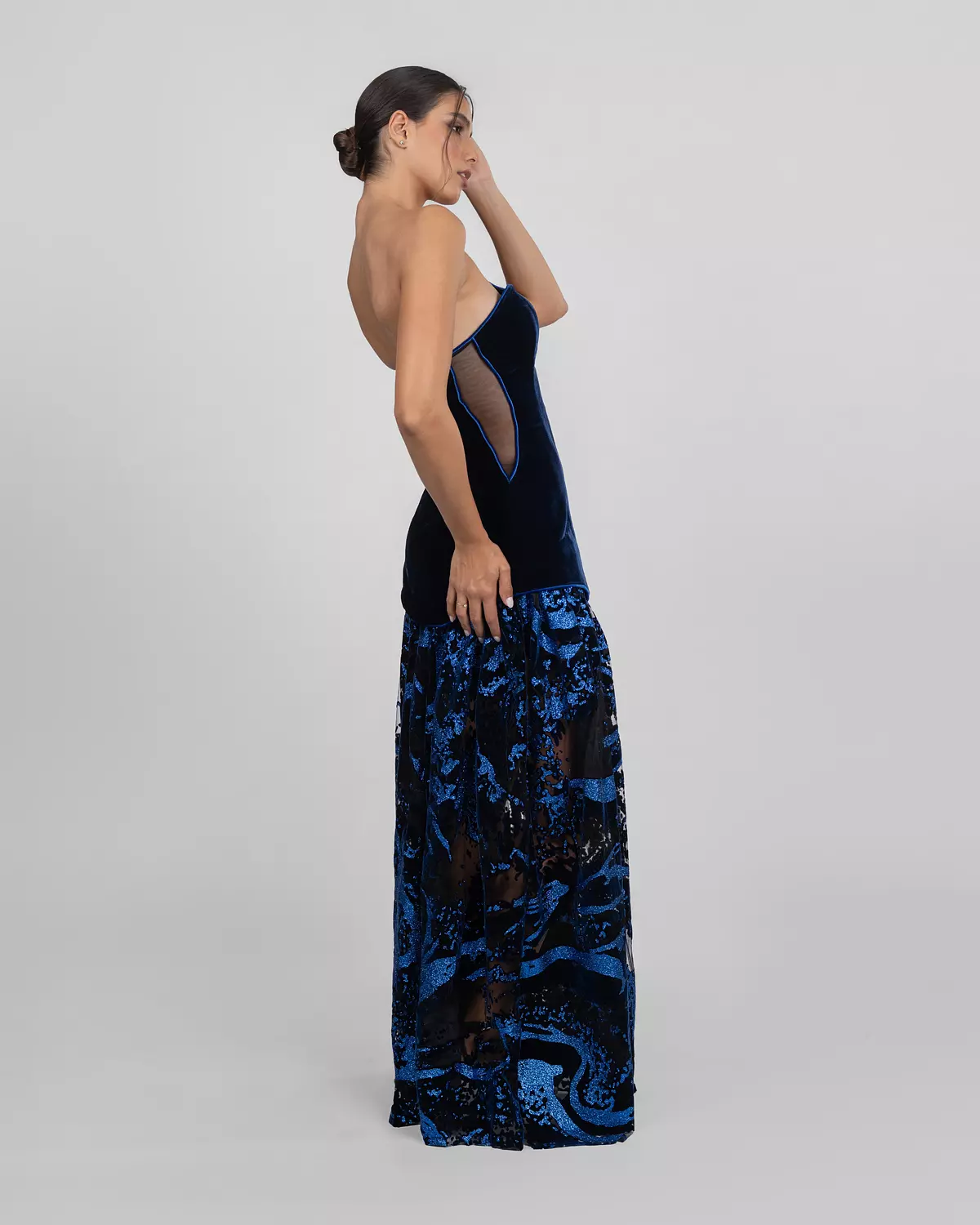 Velvet Statement Strapless Gown 3