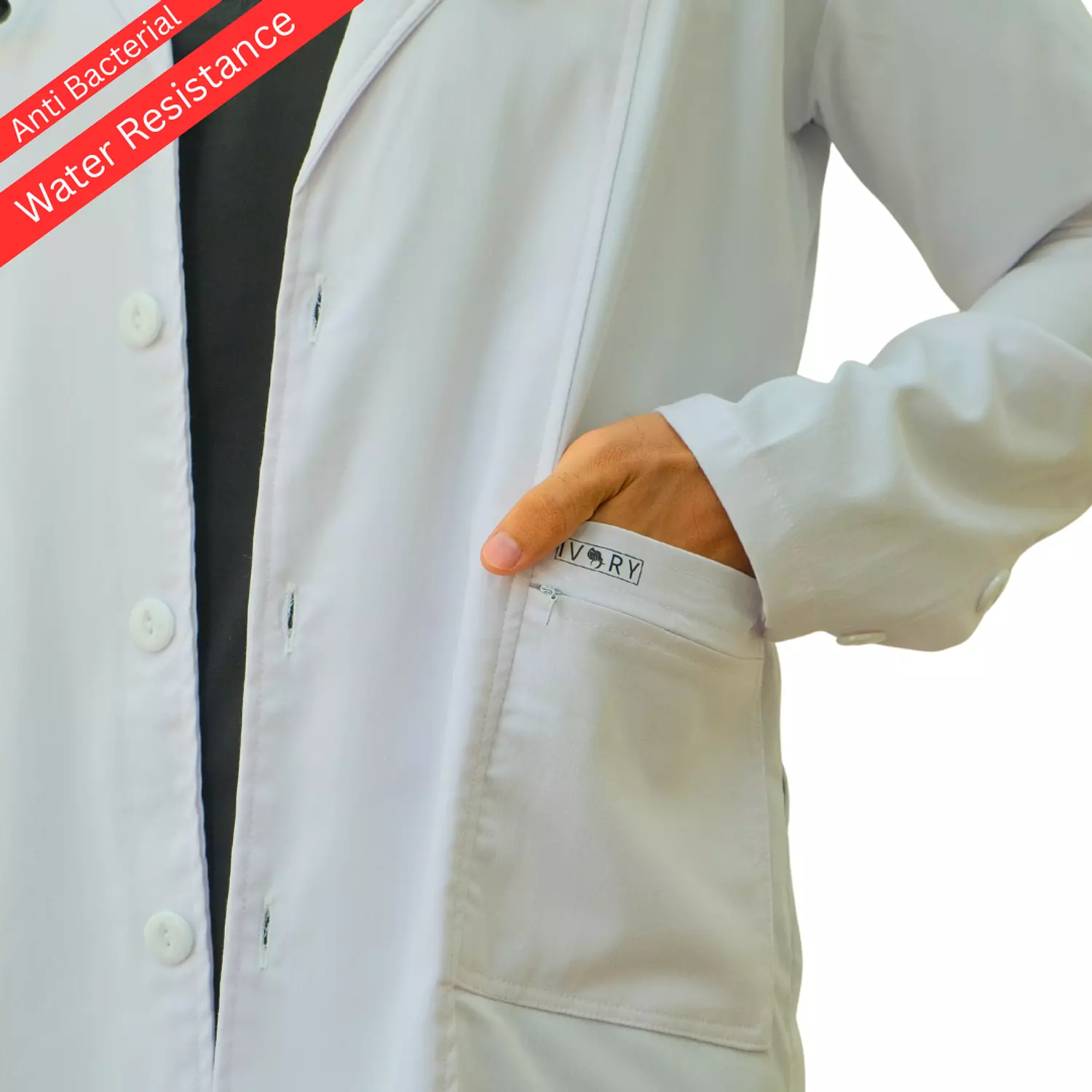 White Elegance Lab Coat Long 8