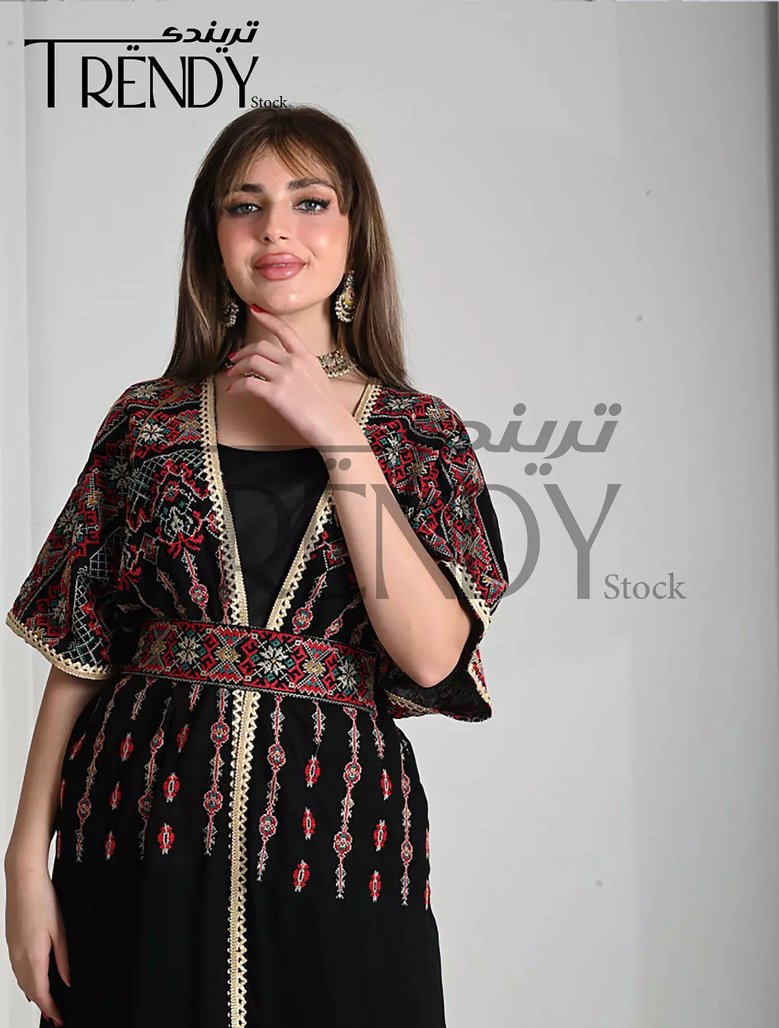 Embroidered chiffon kaftan image
