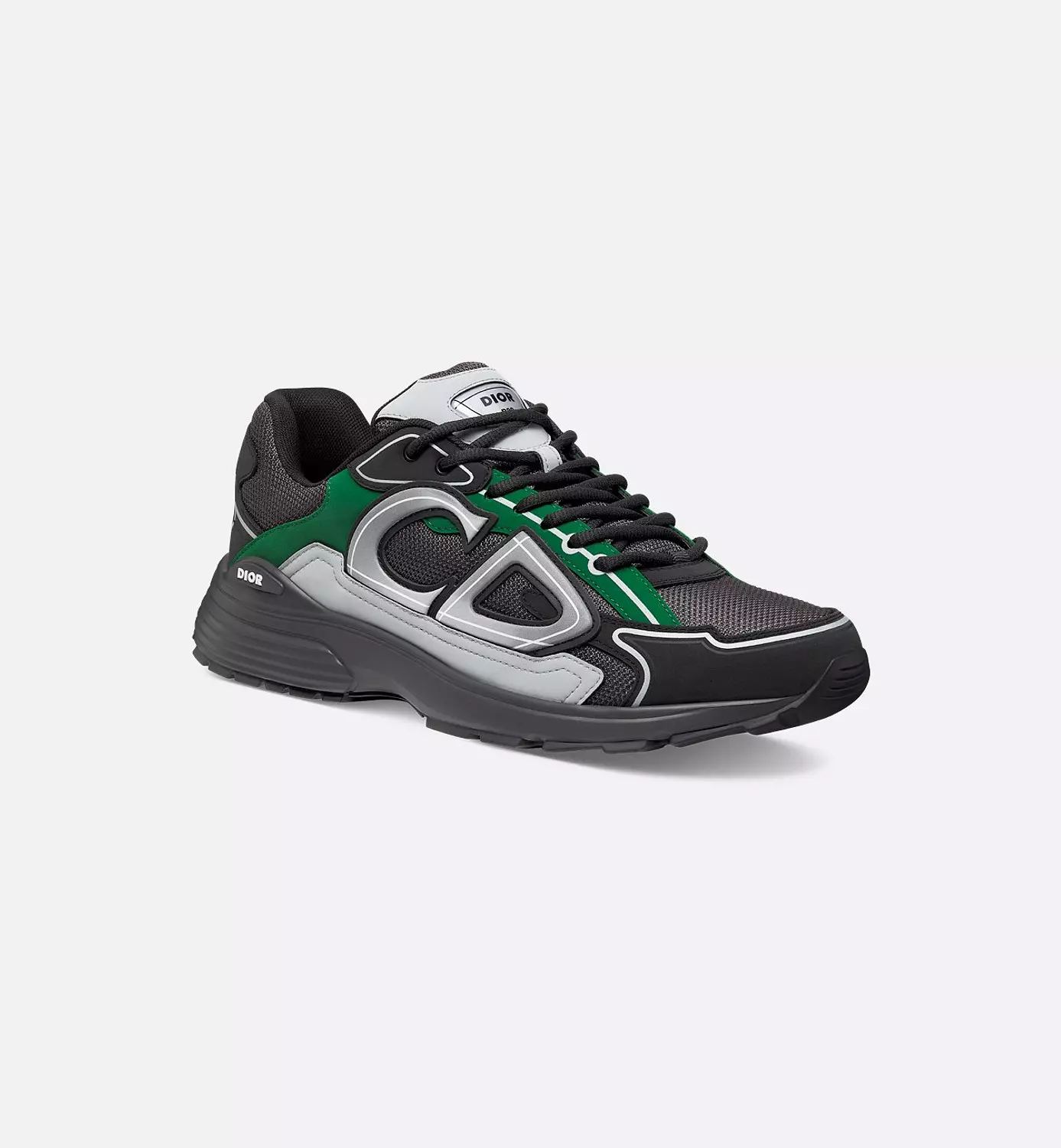 B30 Sneaker Deep Gray Mesh with Green, Black and Gray Technical Fabric 2