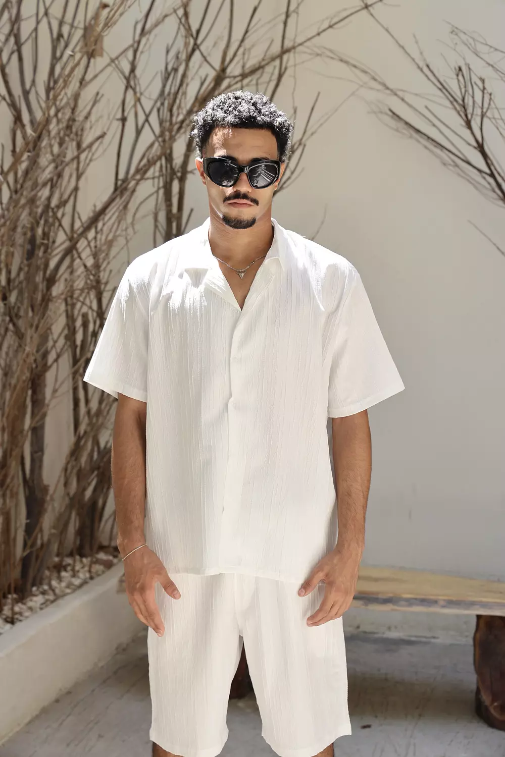 Short and shirt white set 1