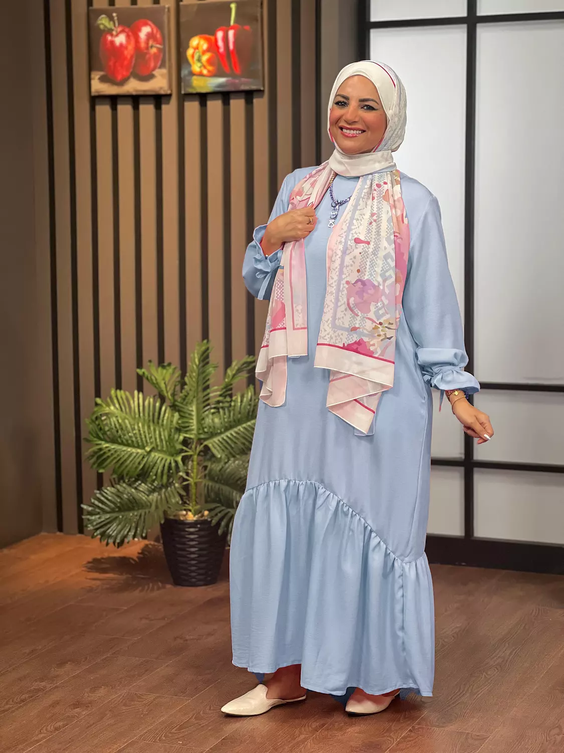 Ribboned Linen Dress - Baby Blue  image