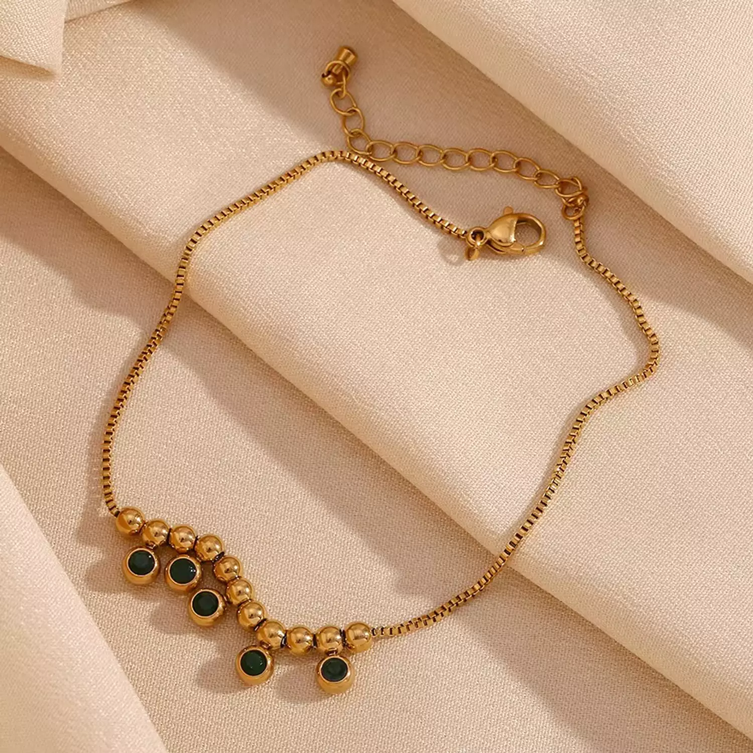 Green Zircon charm anklet 3