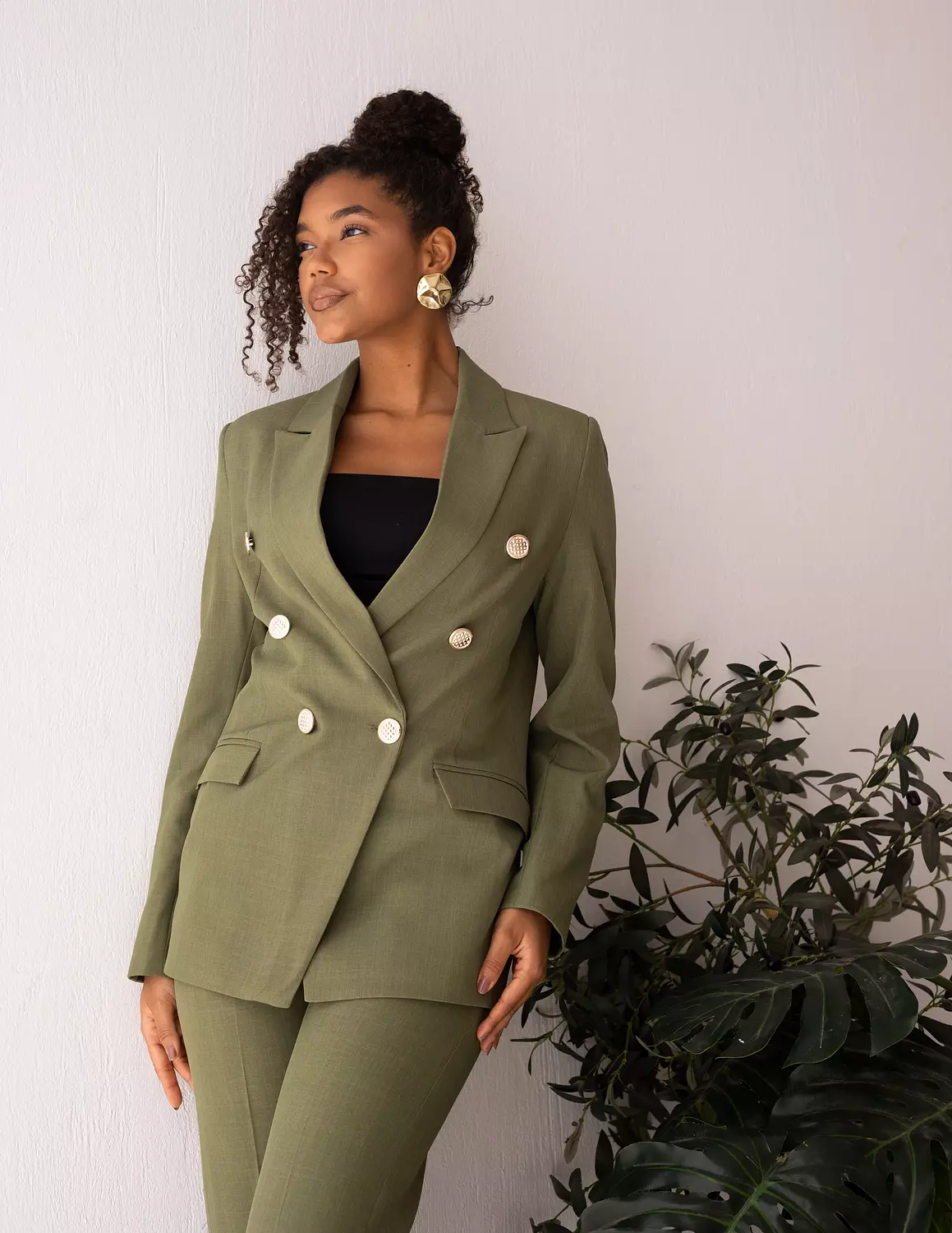 Olive Glamour double breasted blazer image