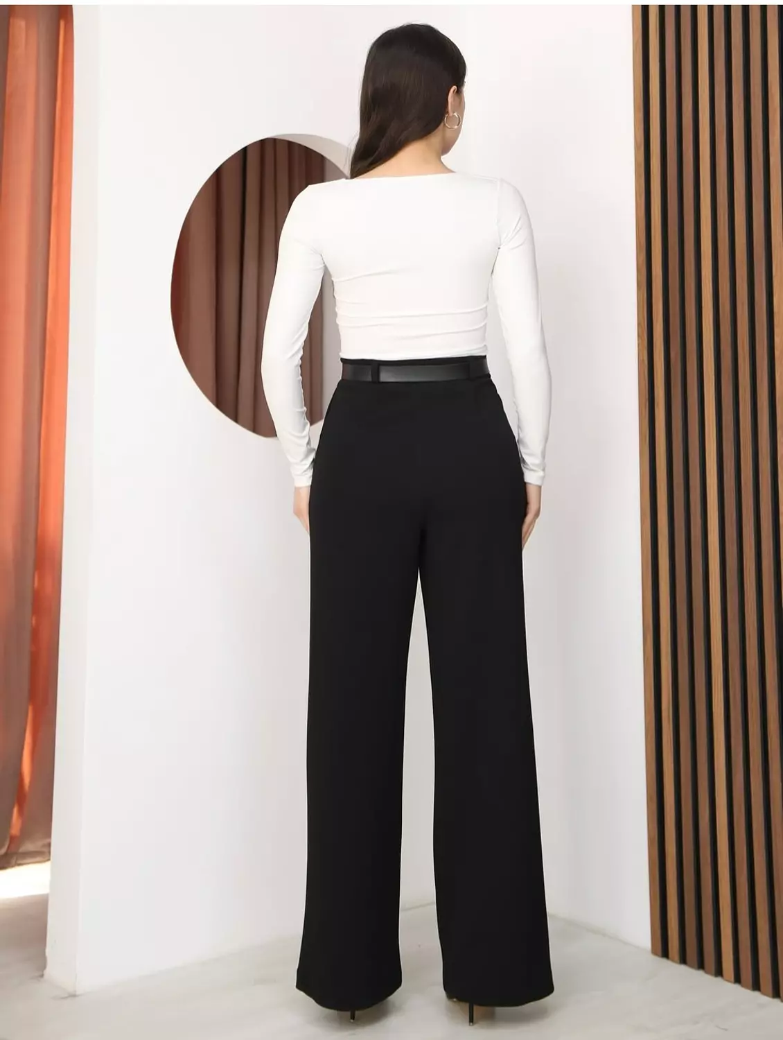 Black formal pants with belt 3