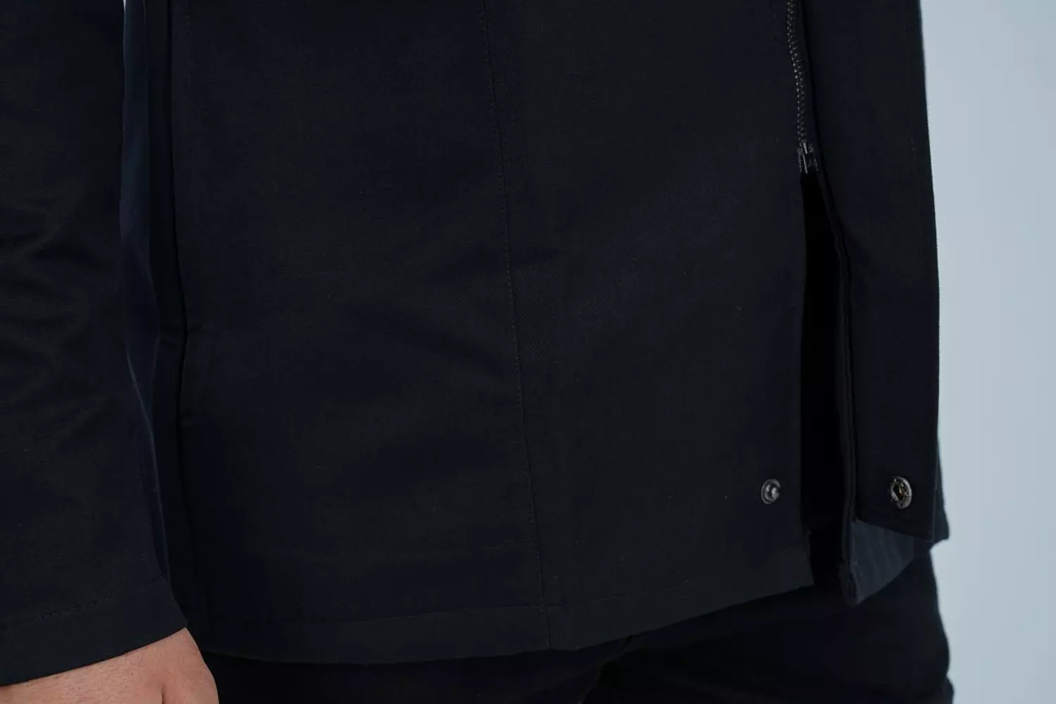 Black Half Collar Lab Coat with Zipper 7