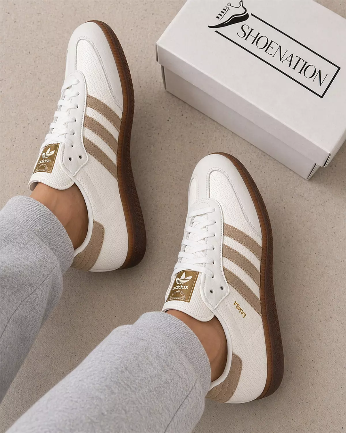 Women’s Samba Shoes – Off white & Cafe brown image