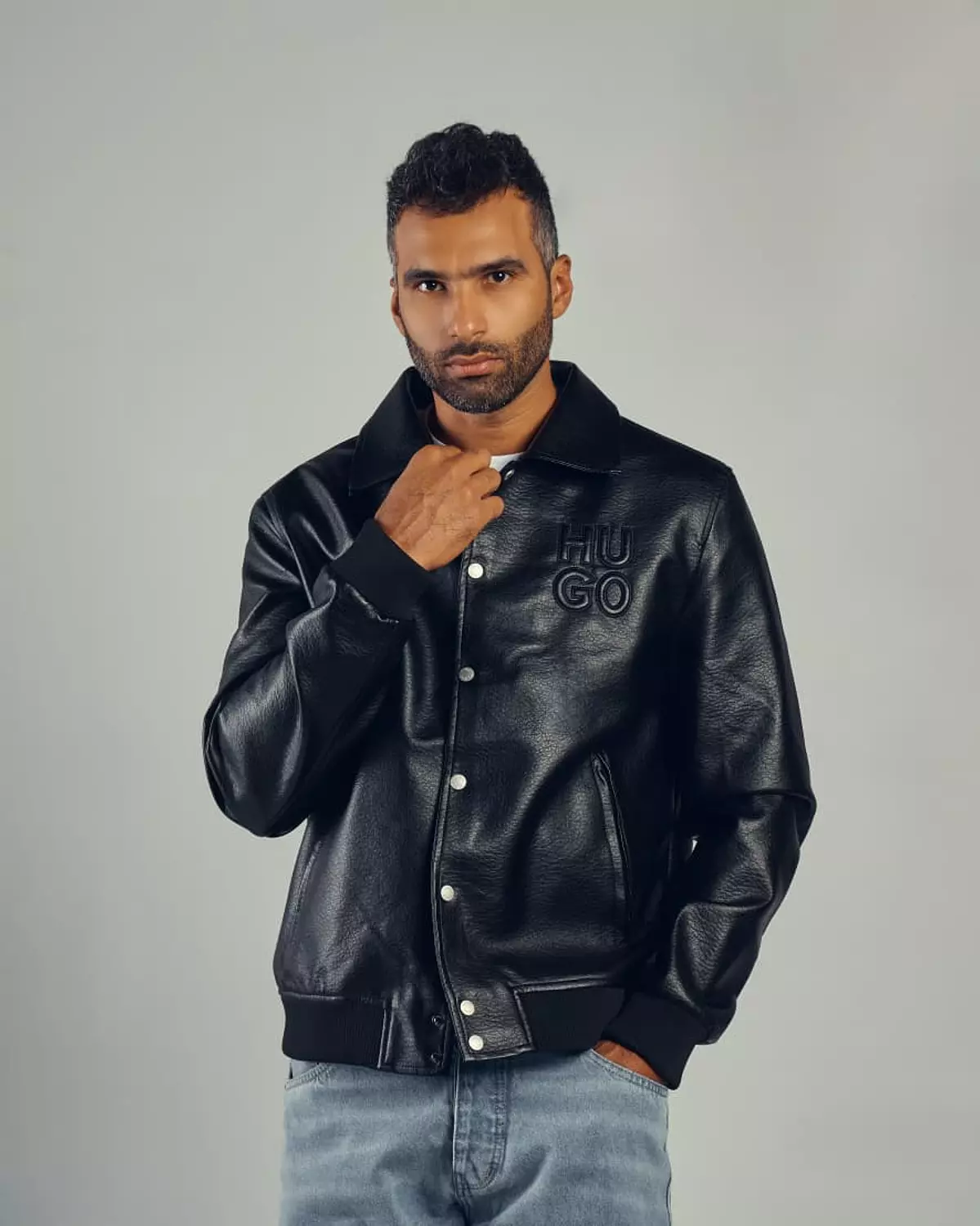 HUGO Black leather jacket image