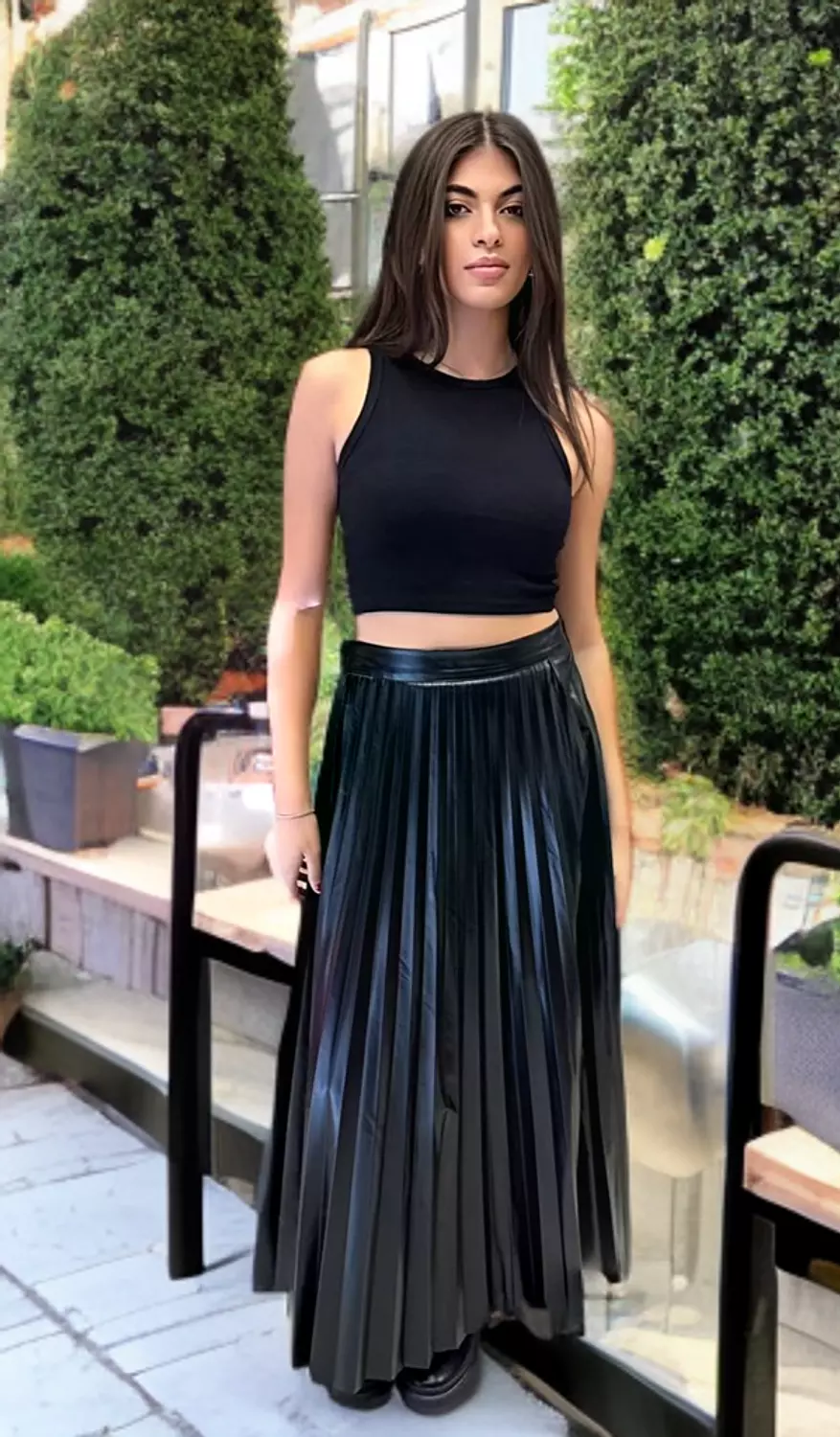 Platted leather skirt  image