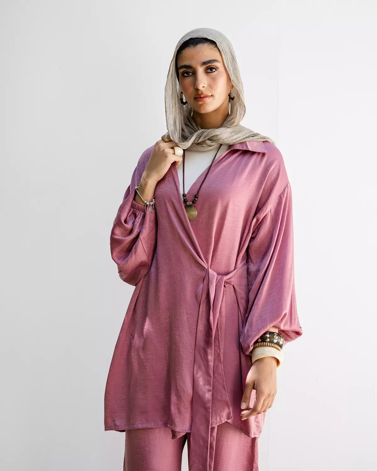 Shimmery Set - Wrap in blush pink 1