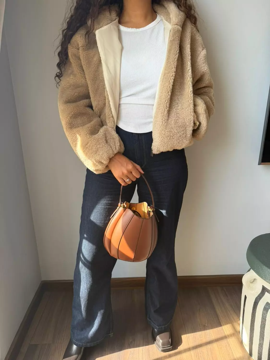 Beige Faux Fur Jacket hover image