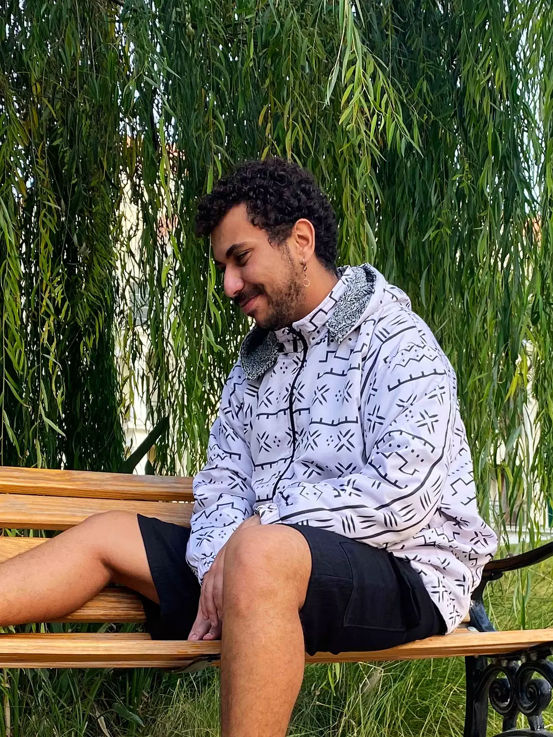 Ethnic B&W Unisex Bomber Jacket 4
