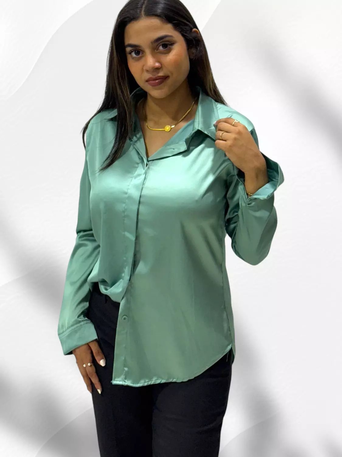 Fashion Satin Shirt- Mint 1