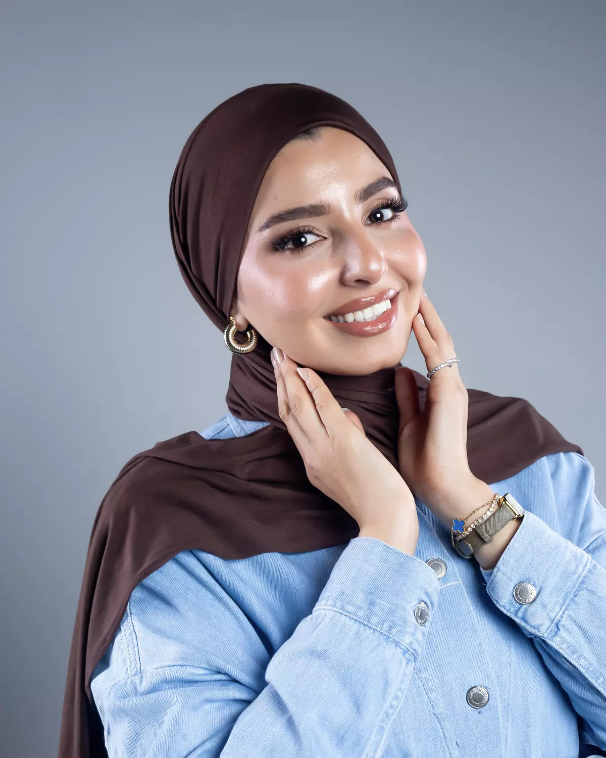 Jamila 2 in 1 brown cotton scarf 2