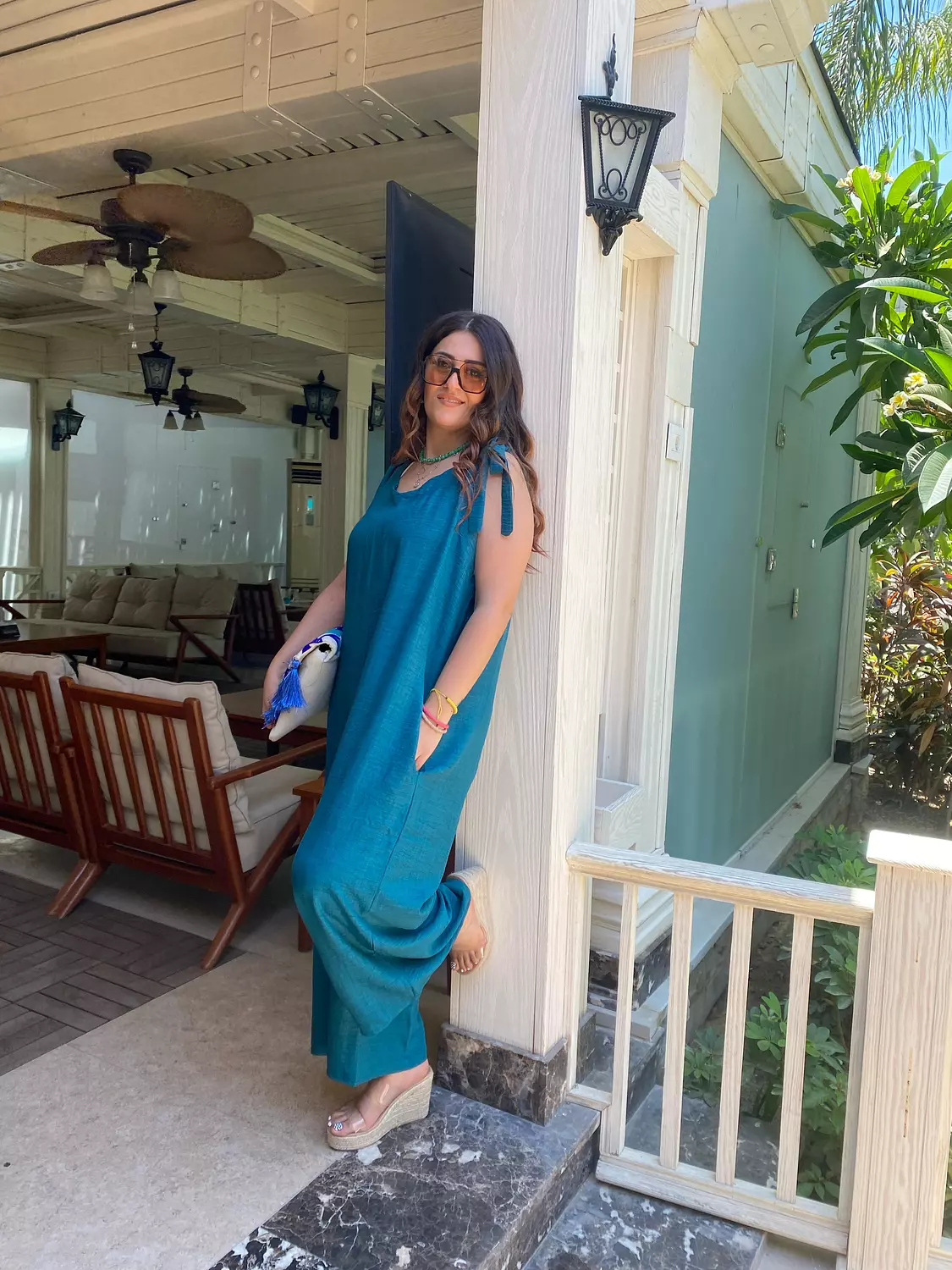 petroleum over size linen jumpsuit 2
