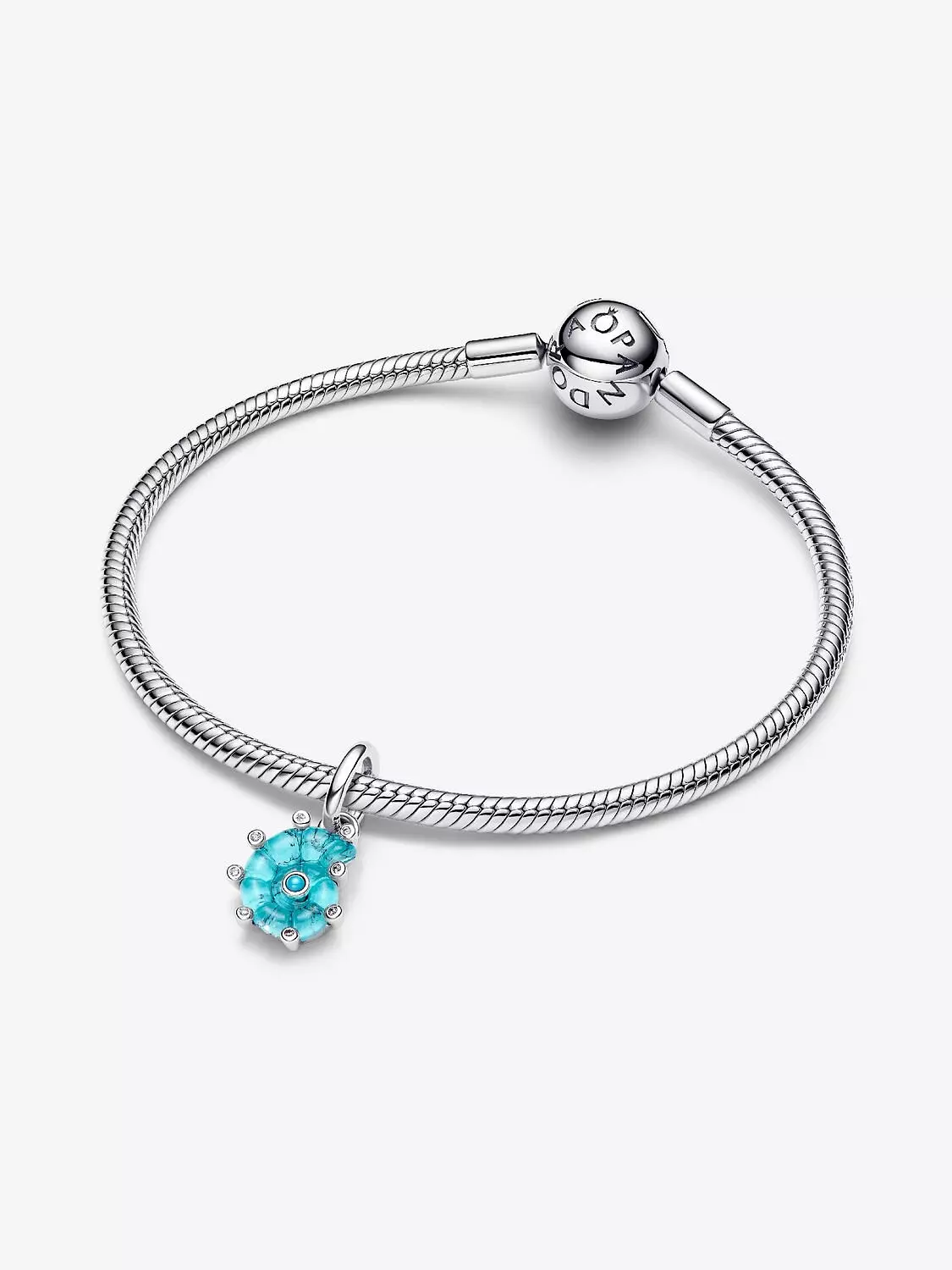Blue Murano Glass Sea Snail Dangle Charm Sterling silver 3