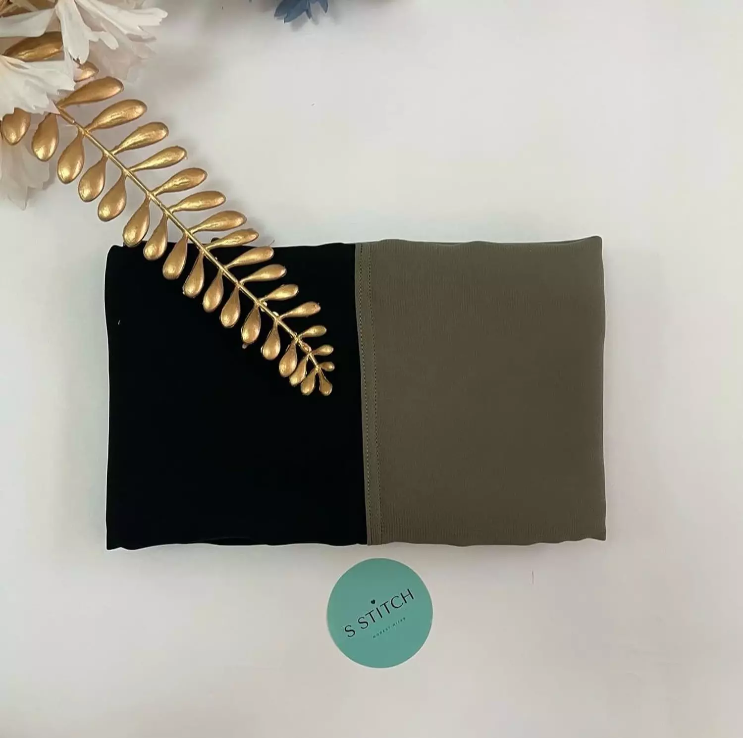 Mirage Hijab- ( Black | Green 055)  1