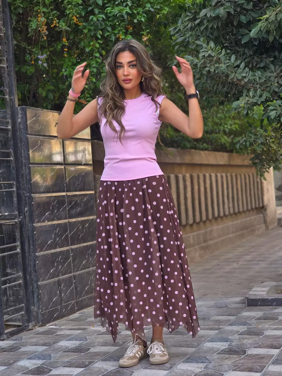 Brown polka dot skirt 3