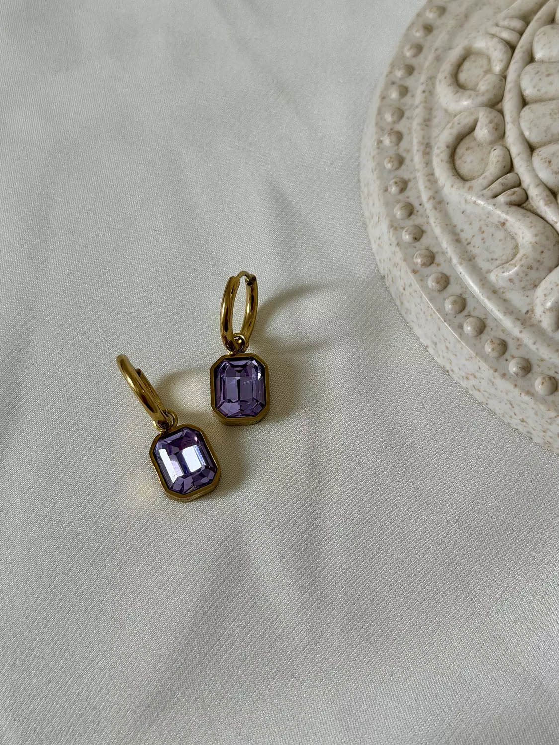 Purple Square Dangle Earrings image