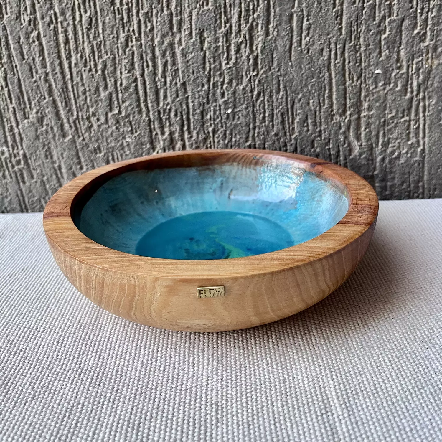 Turquoise Wooden Bowl 2