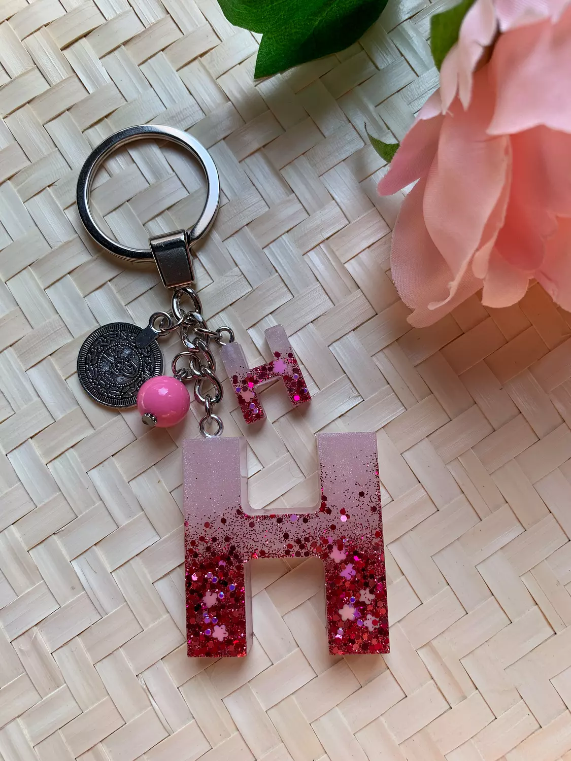 Resin Letters Keychain ( Glitter Pink ) "By Order"  6