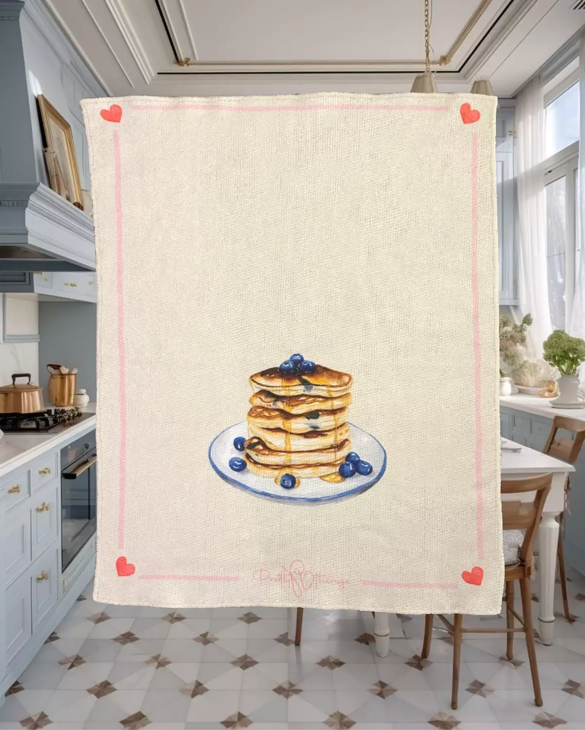 pretty blue kitchen towels set 2