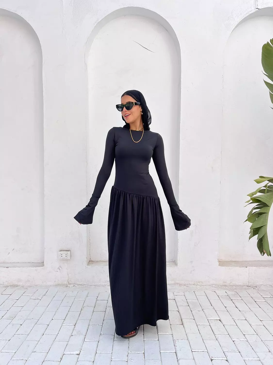 long sleeve ruffle dress image