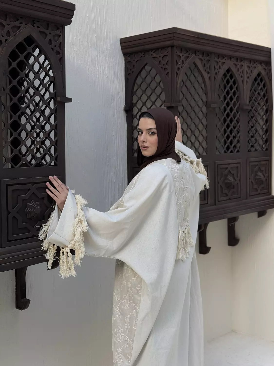 Embroidered Beige Kaftan 4