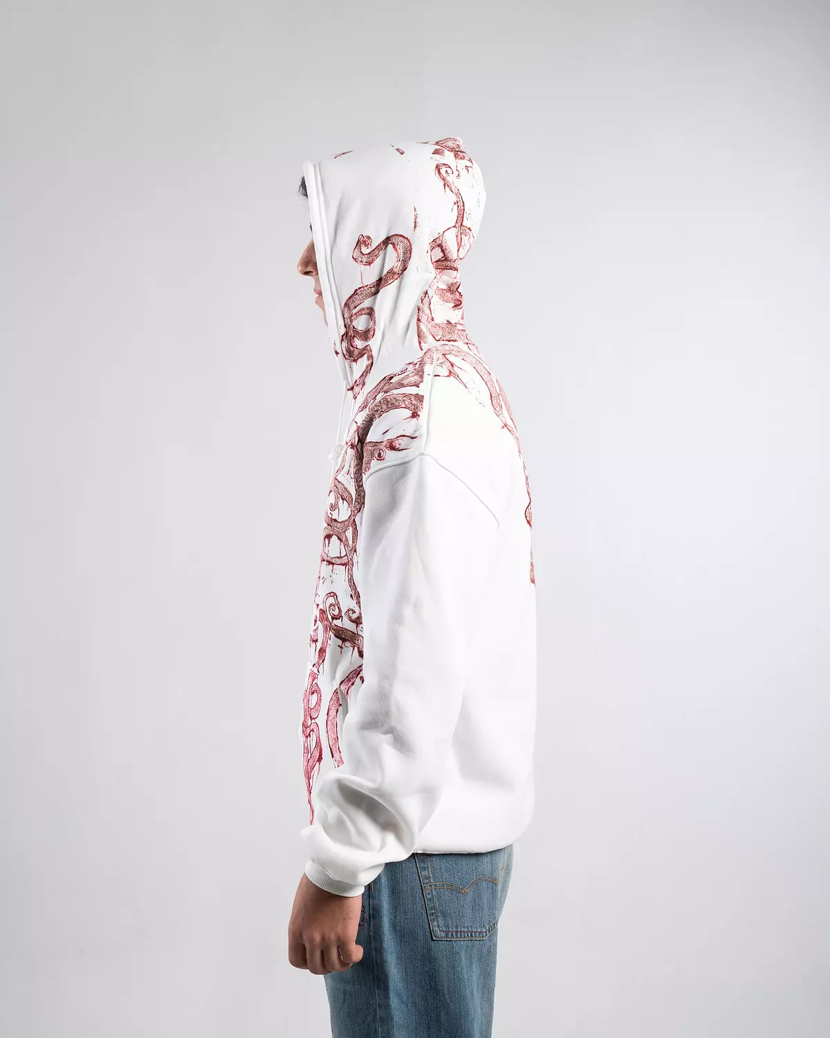 “Attack from the deep” hand printed & painted hoodie  6
