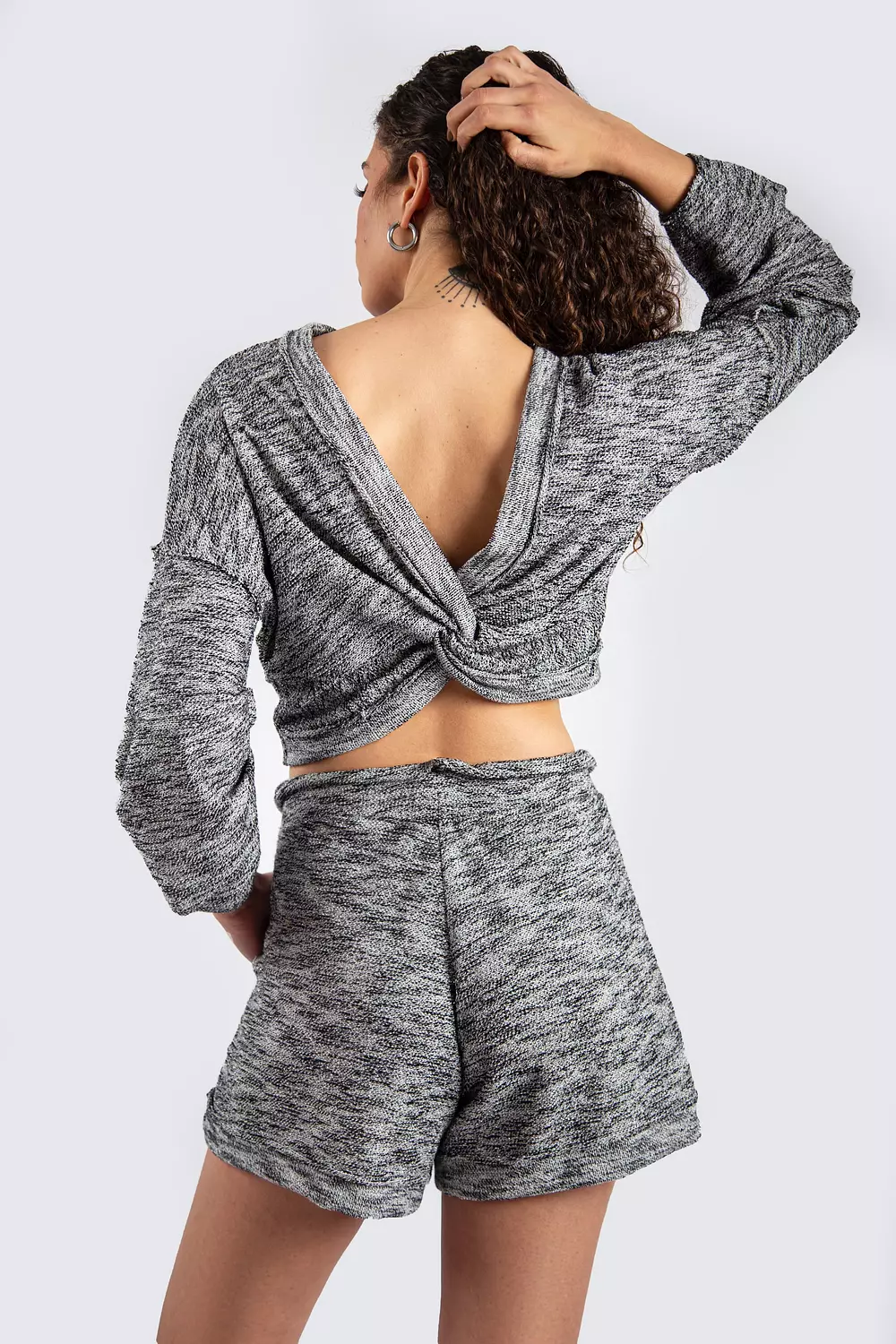 Grey Wrap-Front Crop & Short Set hover image
