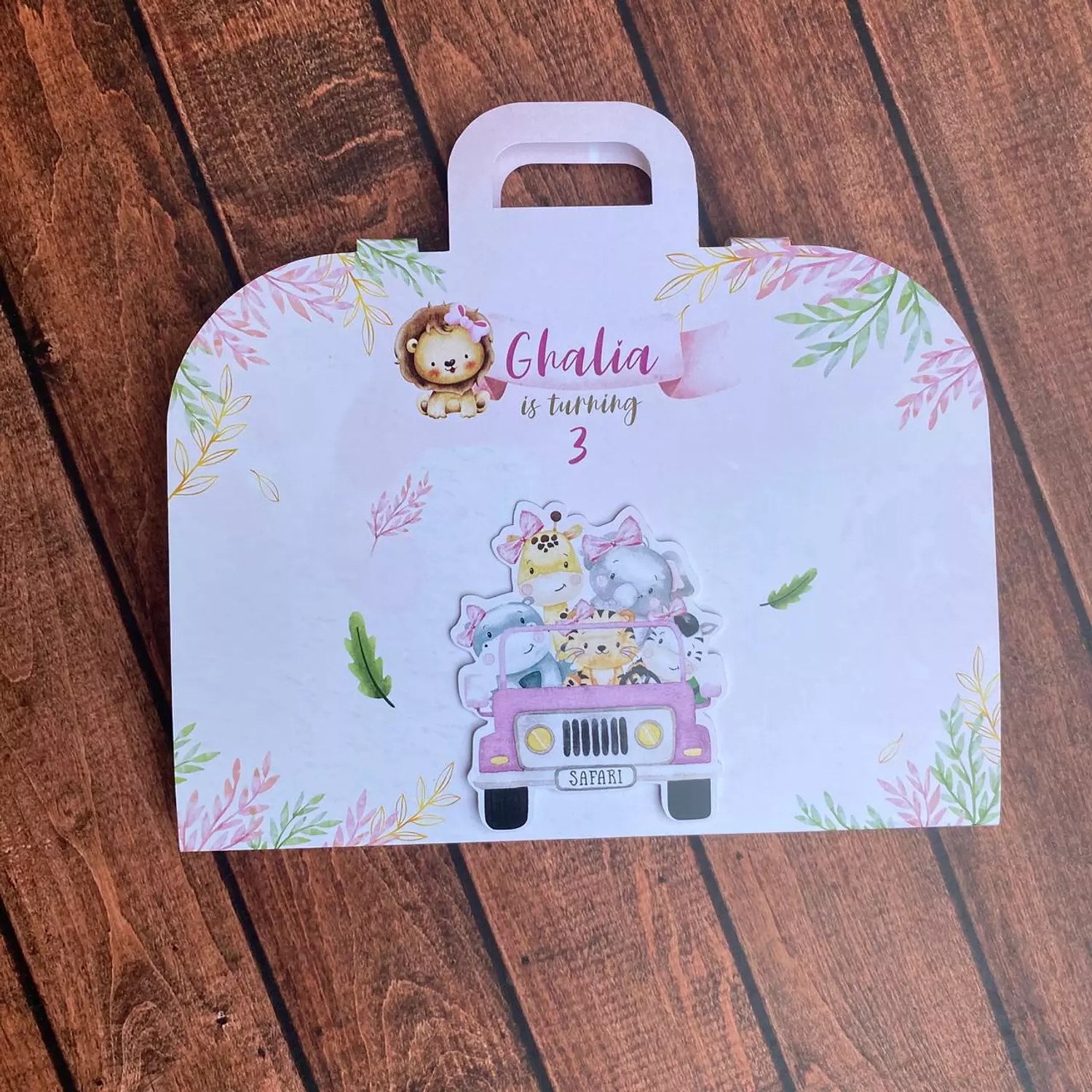 Animals pink car coloring set   image