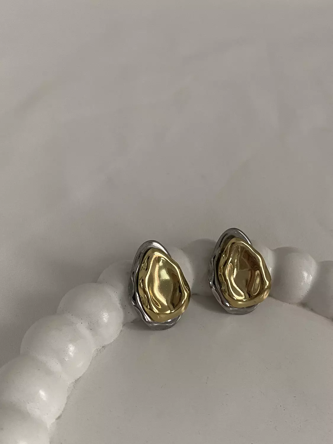 Gold x Silver Oval Studs image