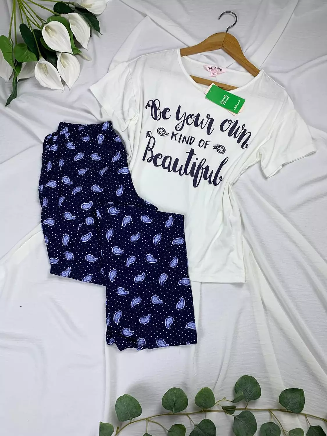 Pure cotton wide leg pijama set from Splash image