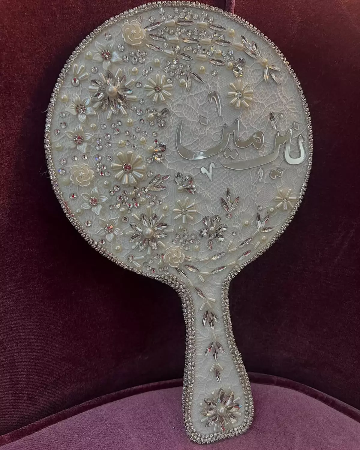 luxurious lace hand mirror image