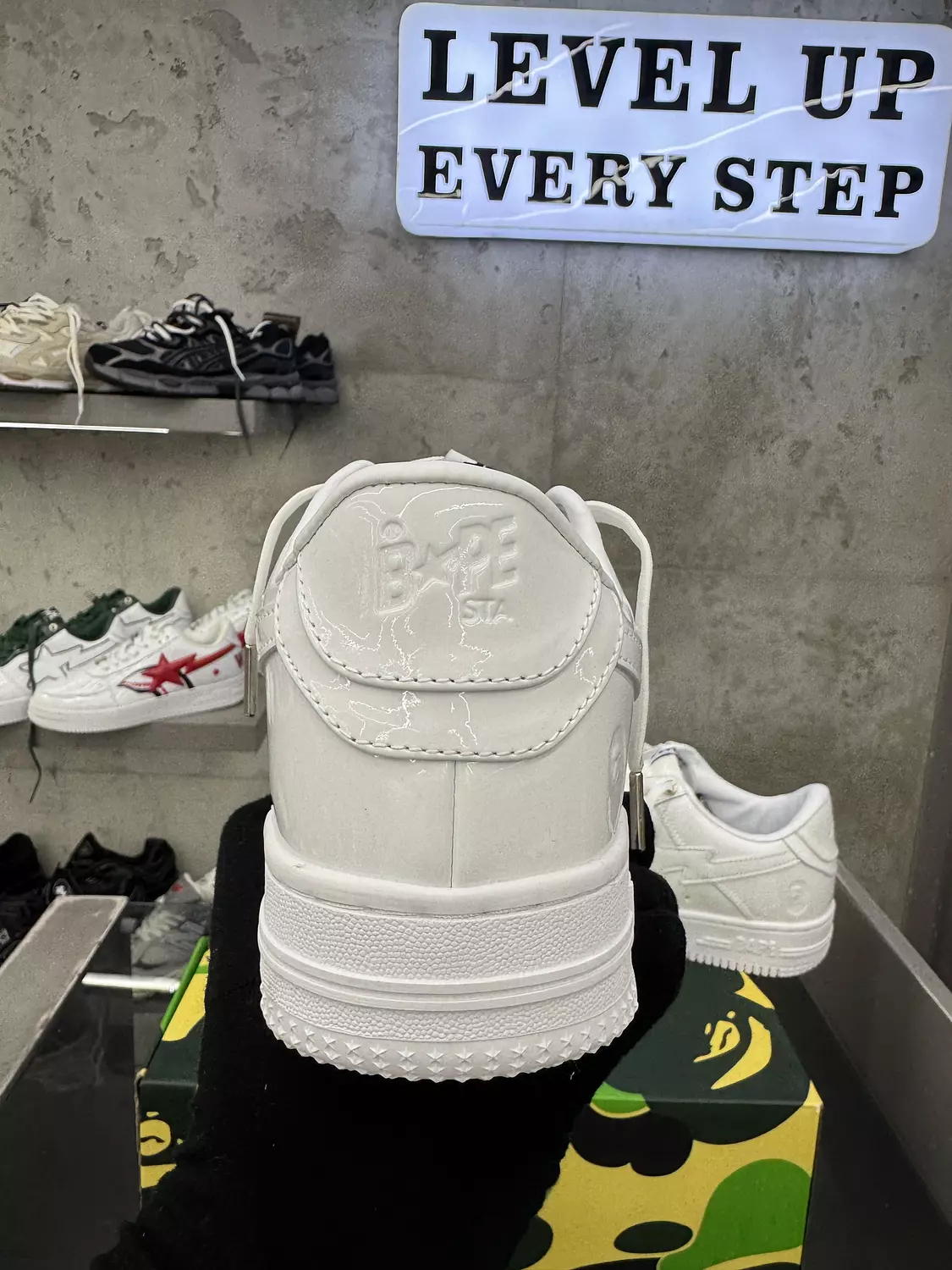 A Bathing Ape BAPE STA Low in white patent leather 9