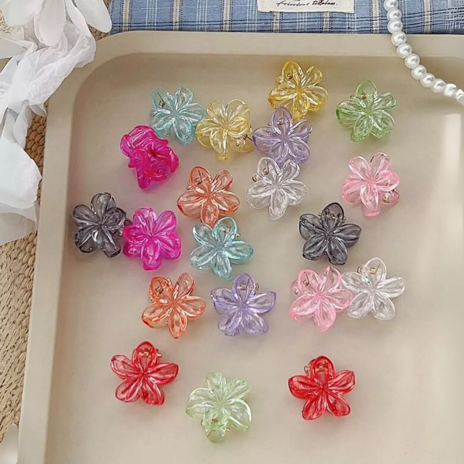 8 Pc Mini Transparent Flower Claw Clips Set 3