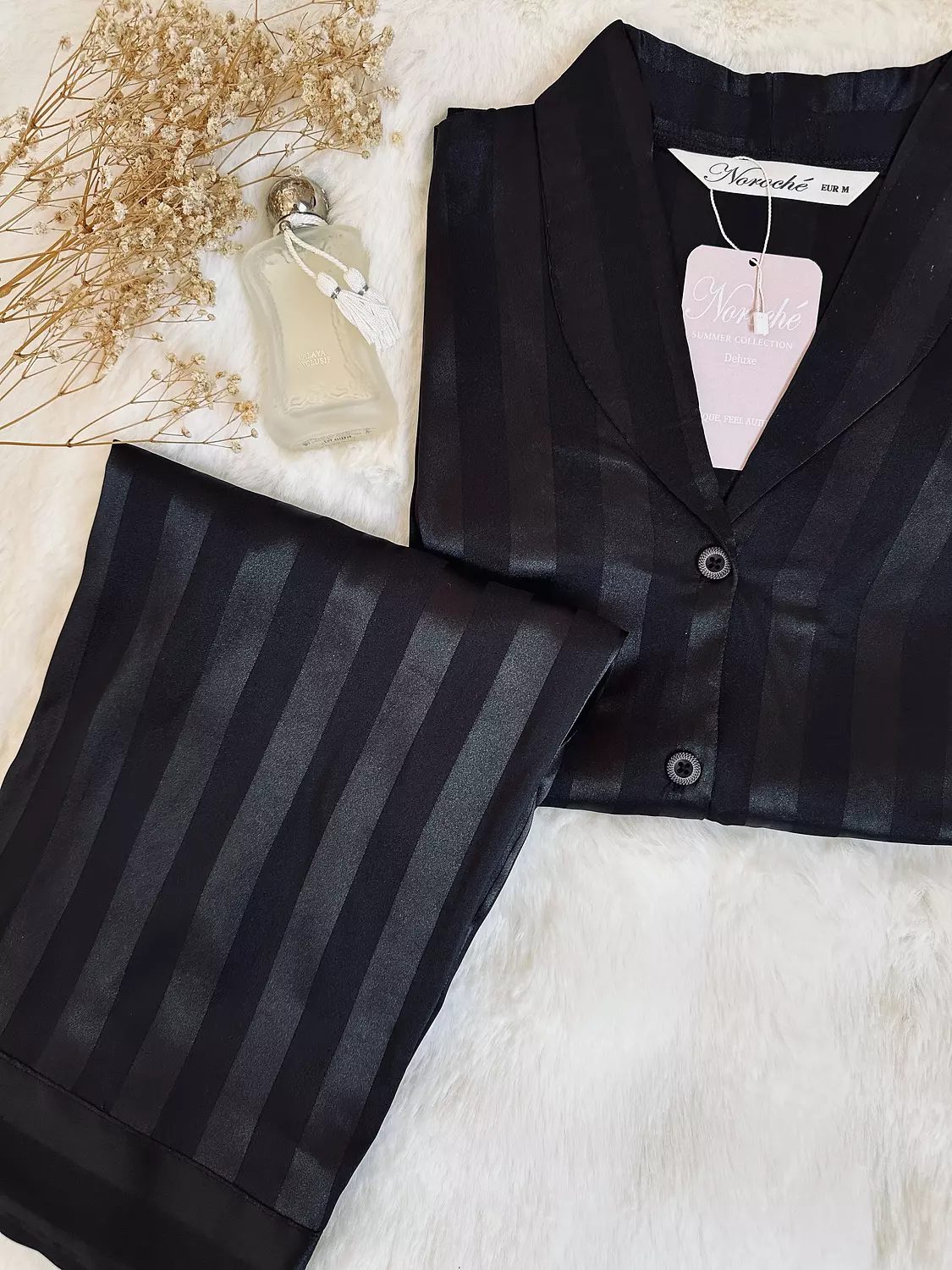 Black striped jacquard pjs 4