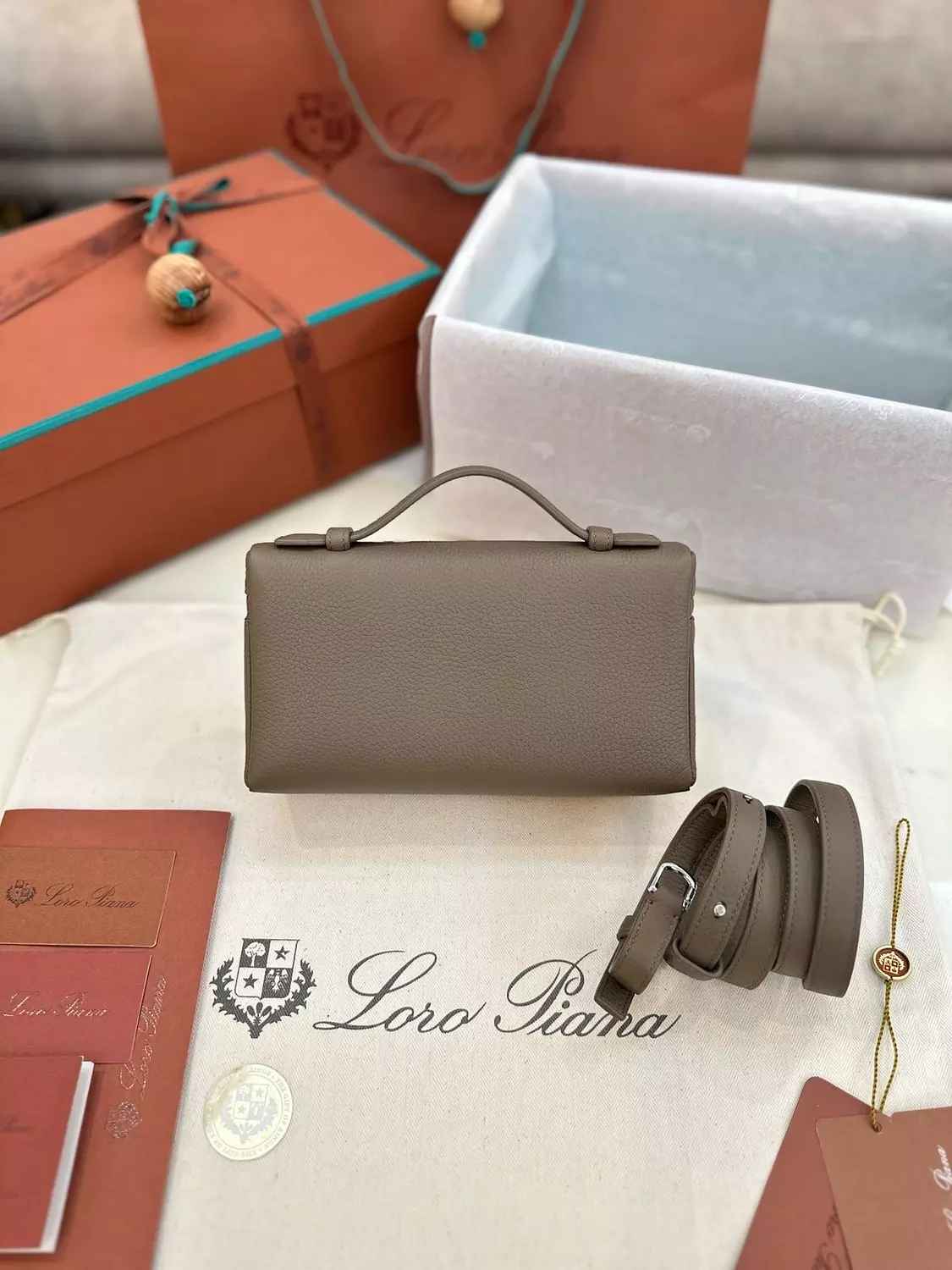 Loro piana L19 elephant grey with silver Hardware  5
