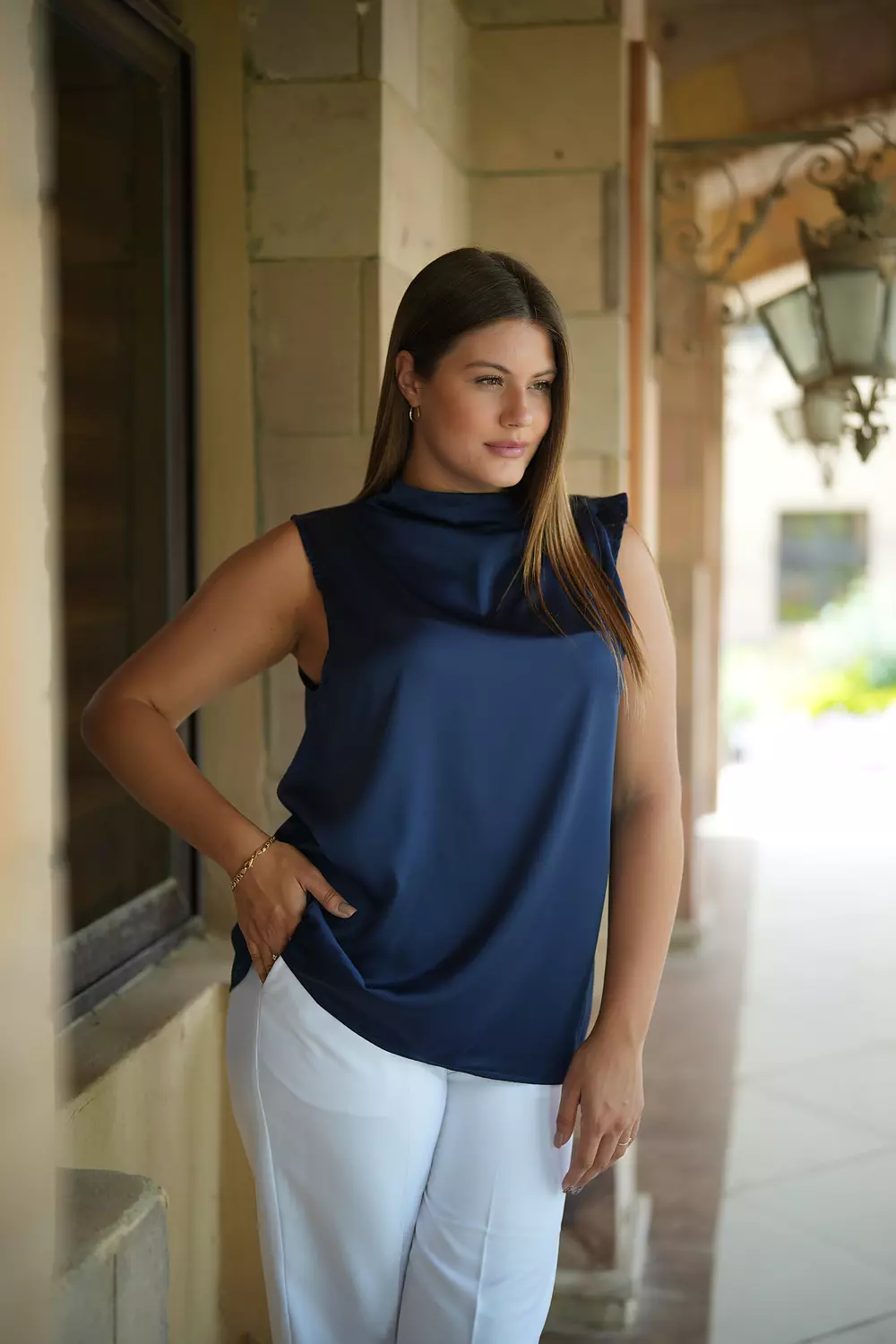 Sleeveless satin blouse 19