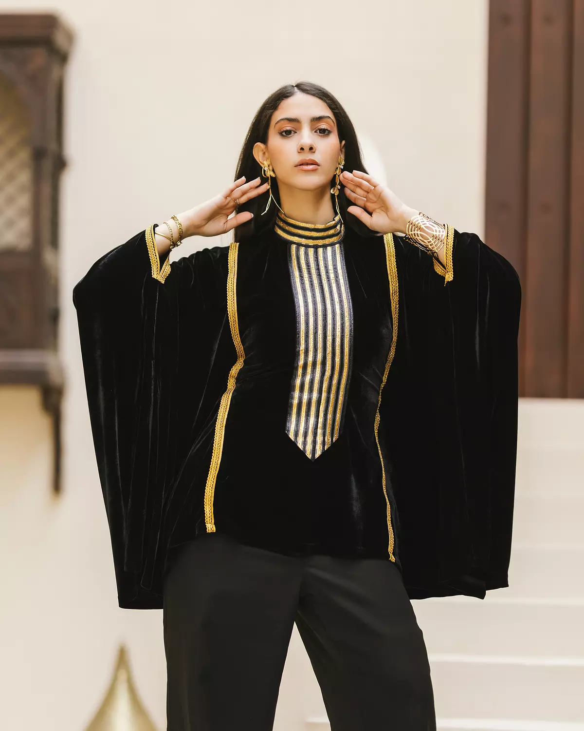 Black velvet poncho image