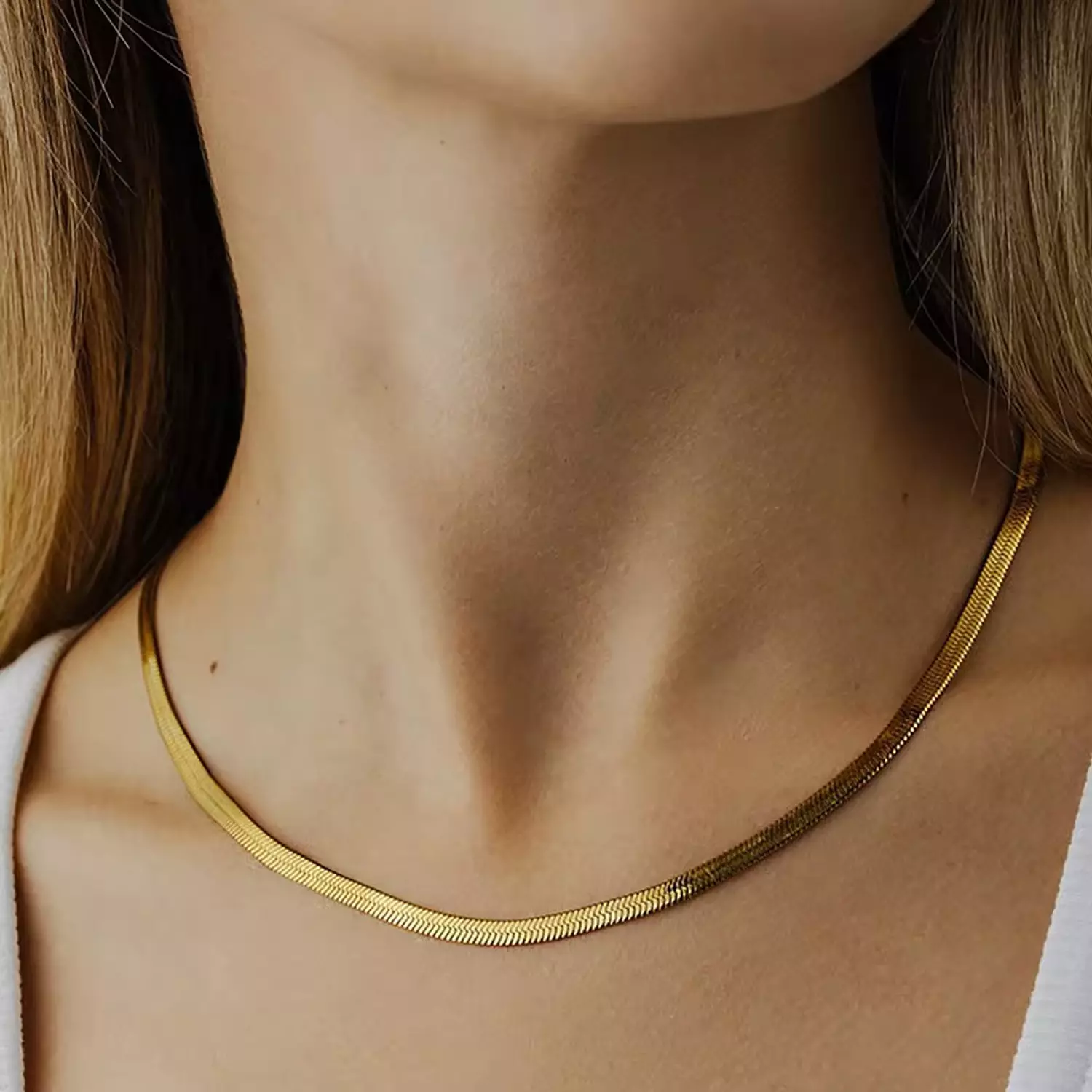 Flat snake chain necklace image