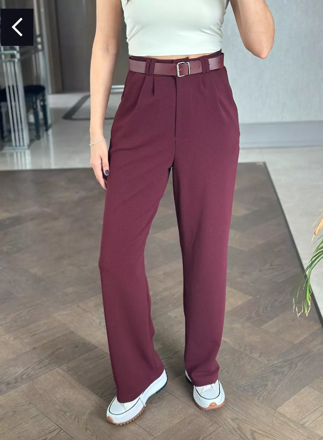 Burgundy Classic Pants without Belt  2