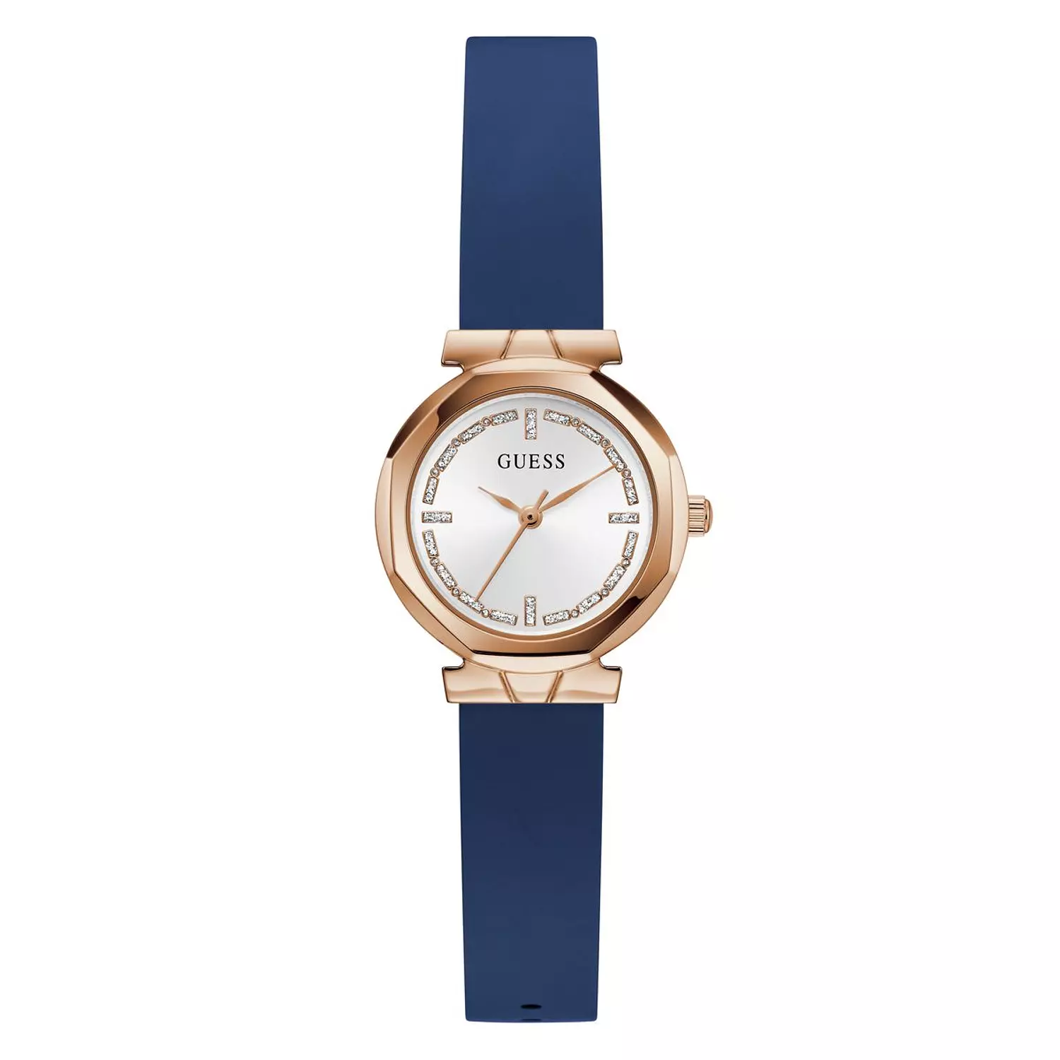 GUESS MINI RUMOUR Ladies Blue Rose Gold Tone Analog Watch Blue Silicone Smooth Strap image