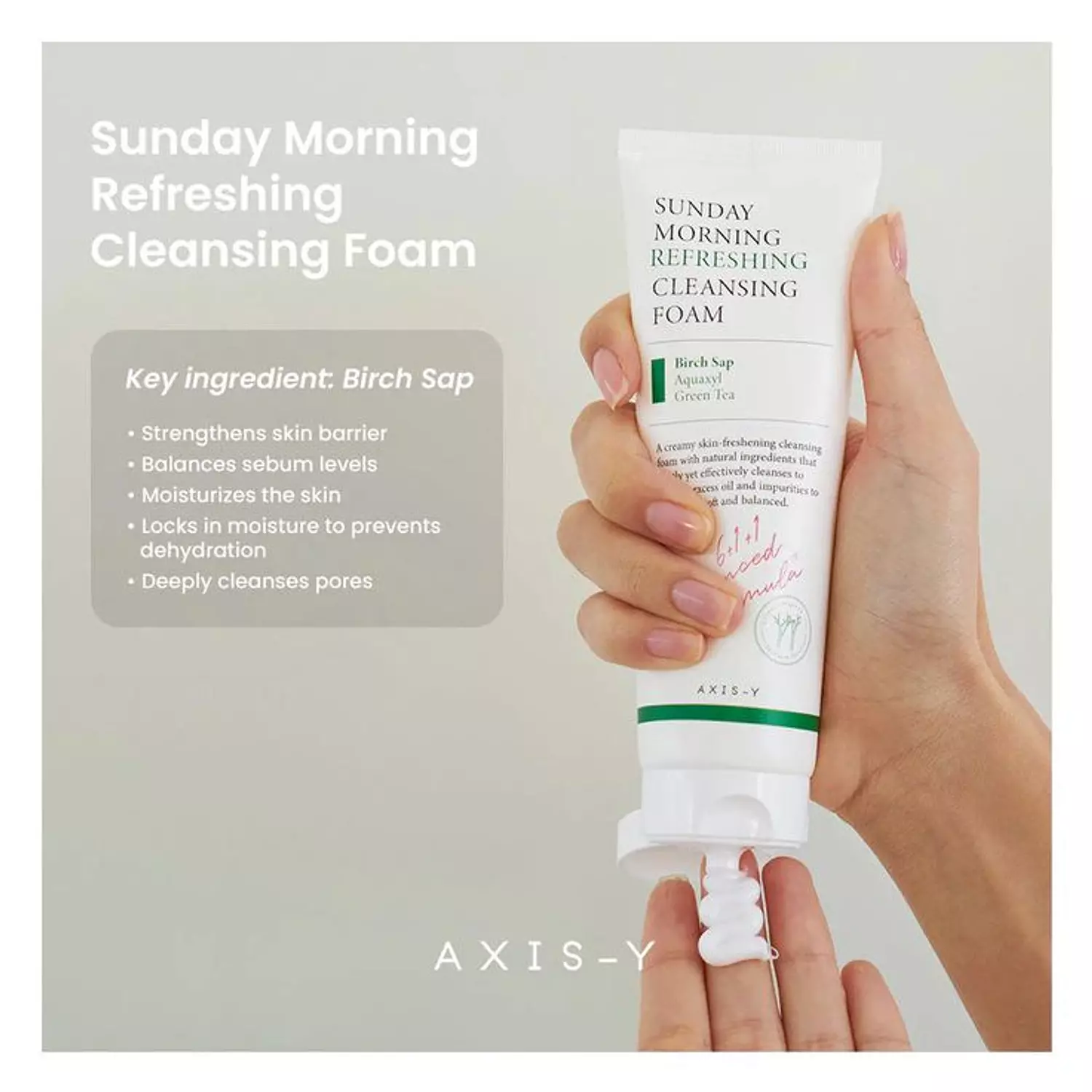 Axis-Y Sunday Morning Refreshing Cleansing Foam120Ml 3