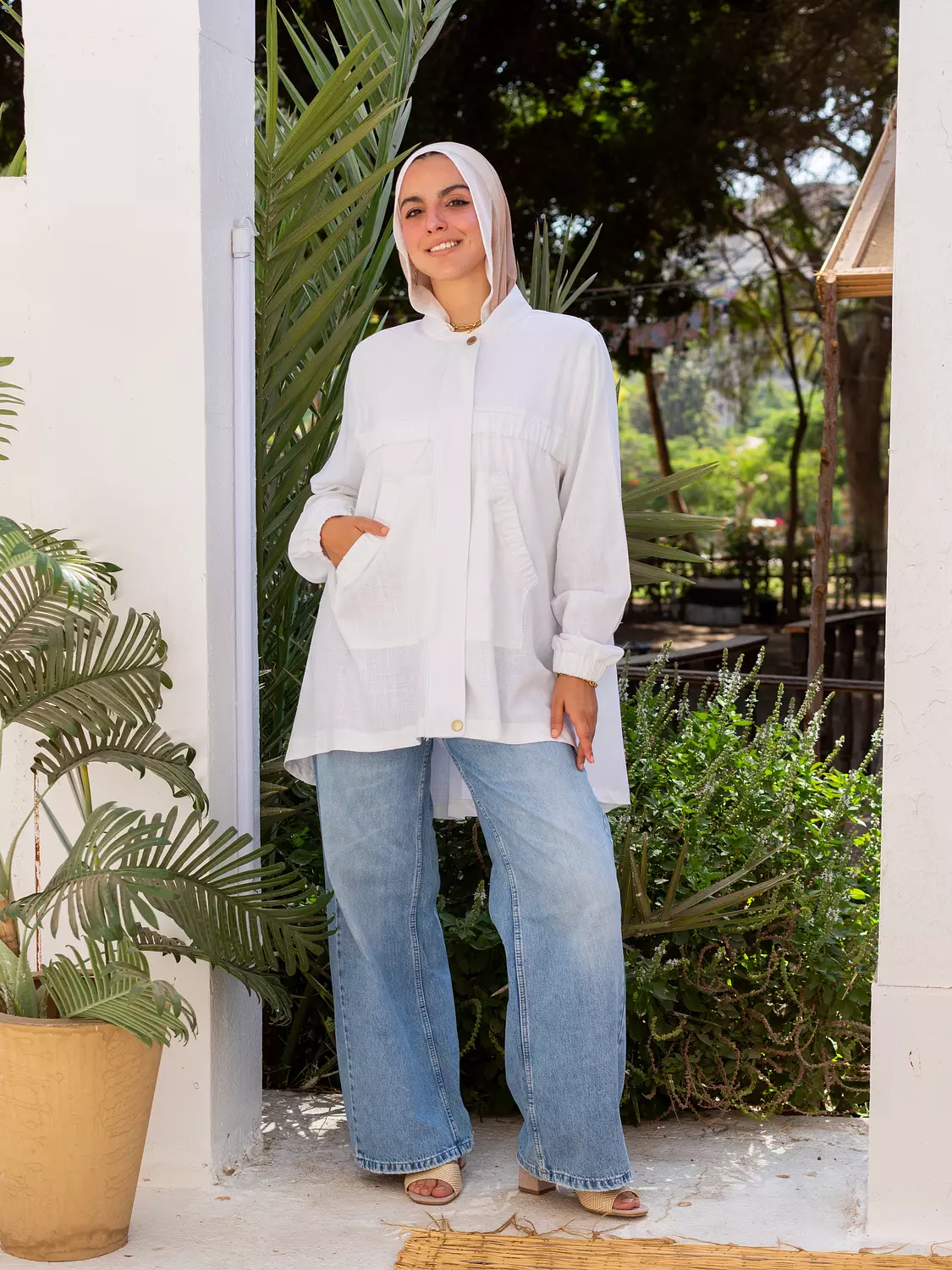 FLY HIGH LINEN JACKET in off white  2