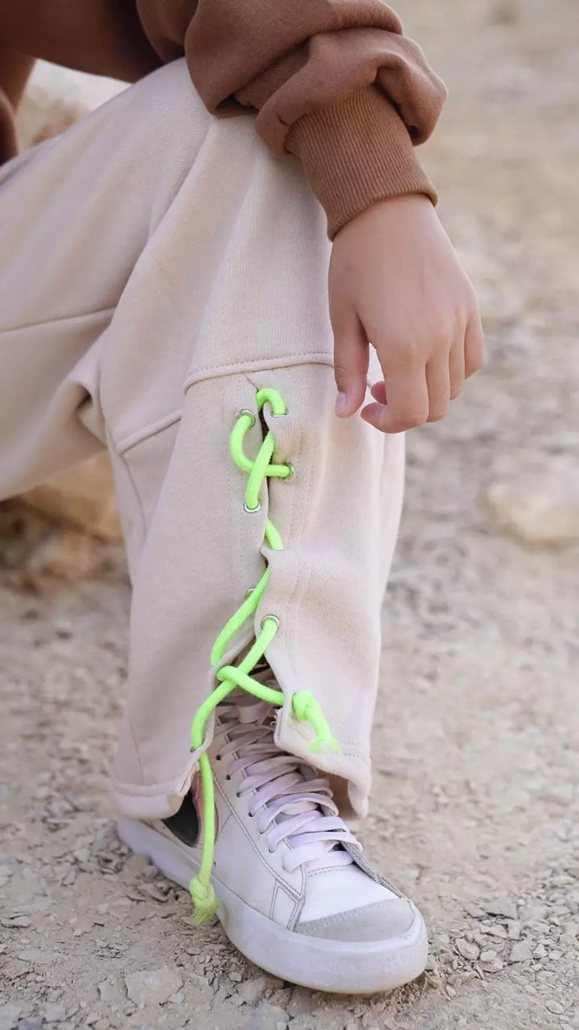 SOUTH CAN Beige Mountain Cotton Pant for girls hover image