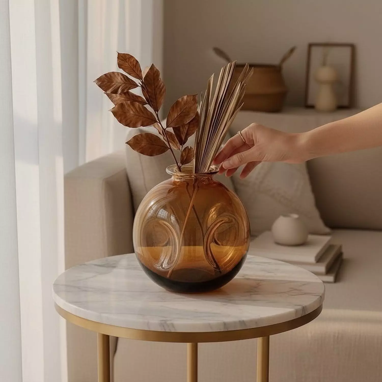 Amber Pyrex Glass Vase image