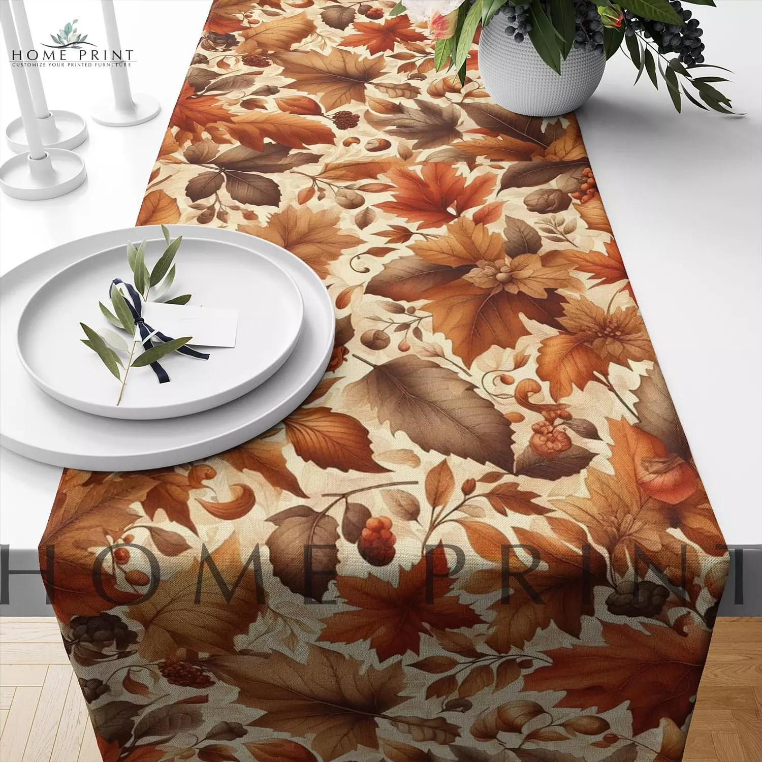 Autumn Runner - Tree Leaves - Brown Design  image