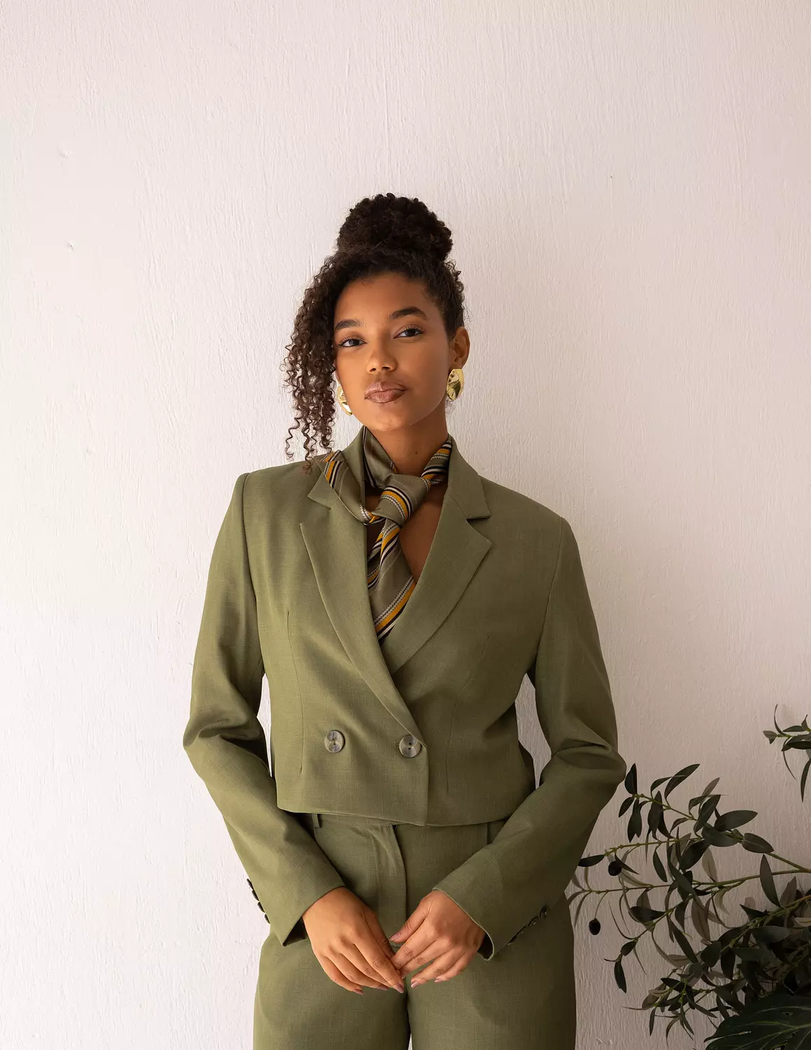 Olive Glamour Cropped Blazer image