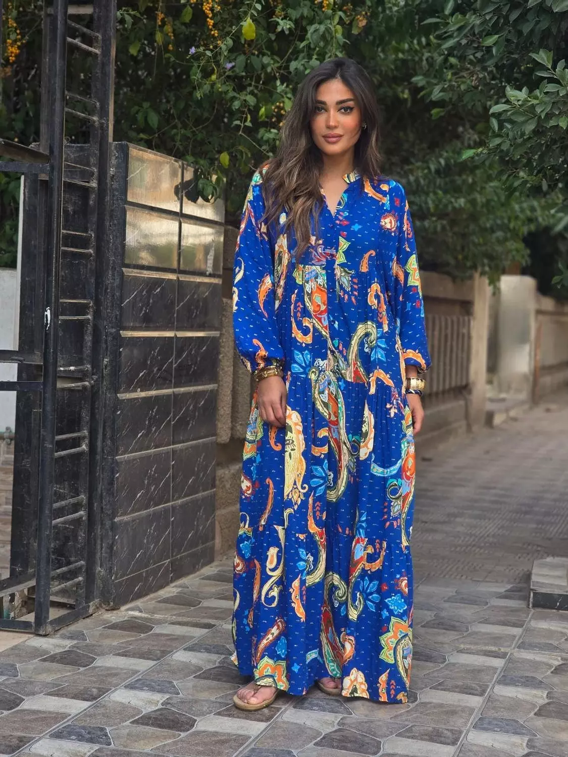 Royal blue multicolour dress with gold shimmer 4